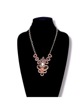 LEE ANGEL for Neiman Marcus | Pink & Brown Gemstone Gold Statement Necklace​ NWT